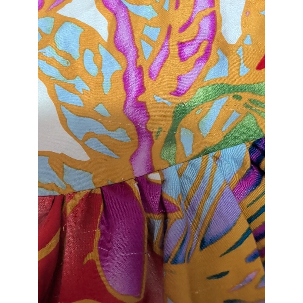 VINTAGE Cynthia Rowley Wrap Skirt Womens L Tropical High Low Ruffle Boho Rare - Picture 15 of 15